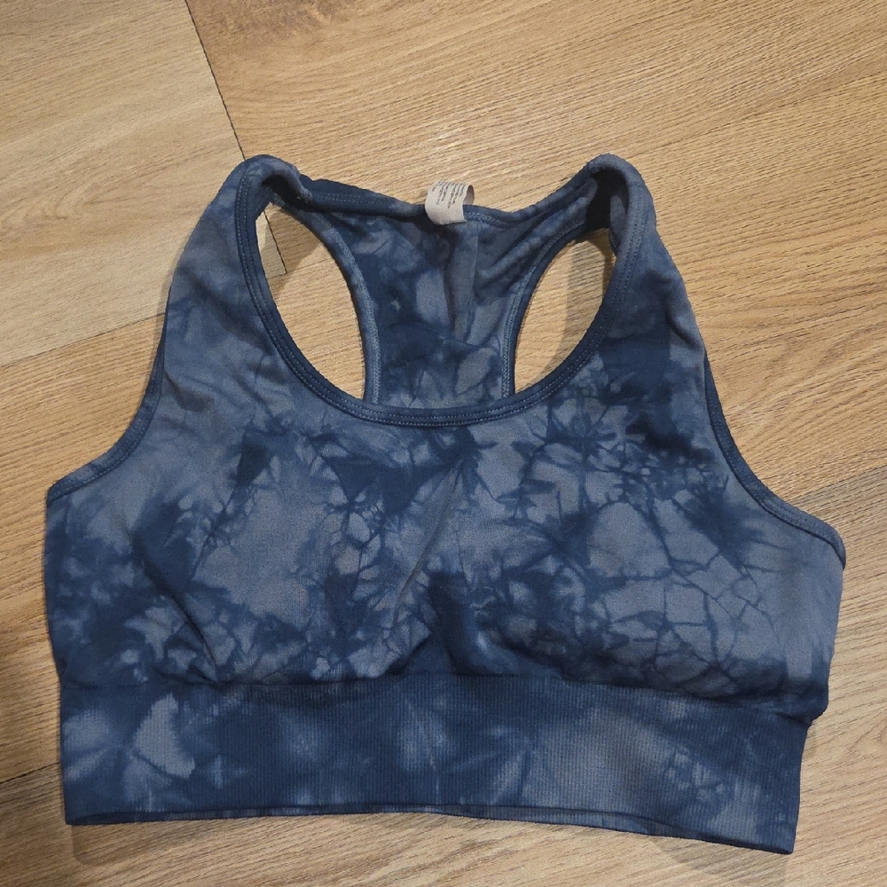 90 Degree By Reflex Blue Tie-Dye Sports Bra